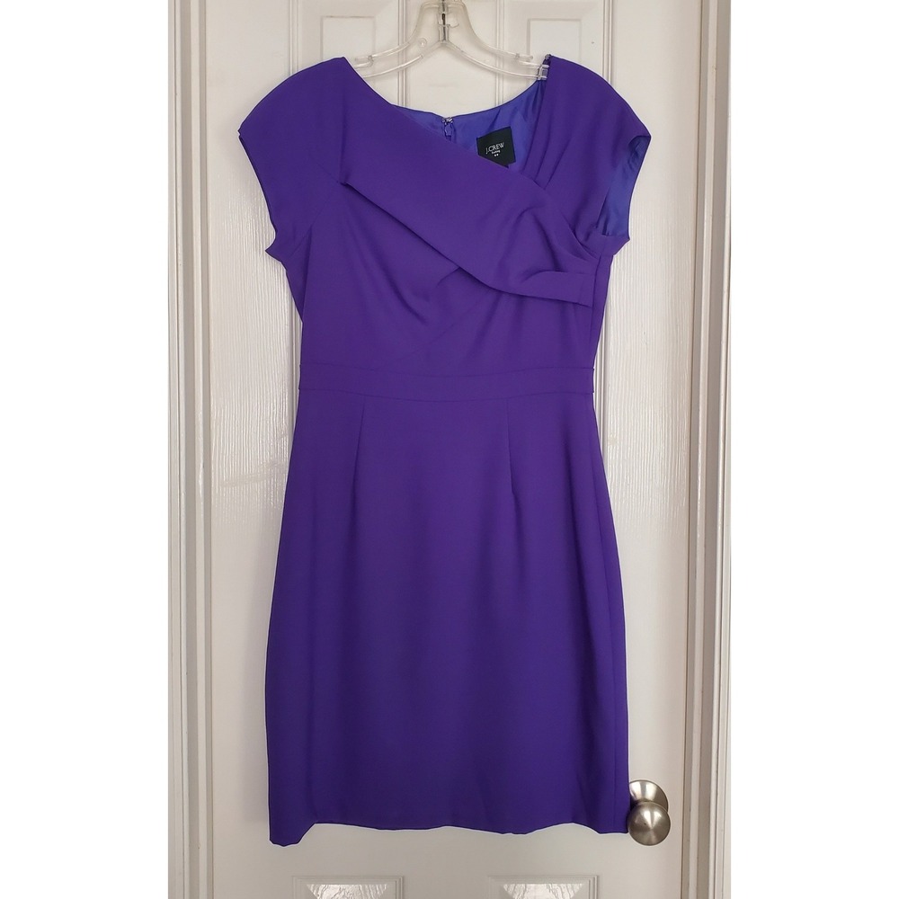J.Crew Suiting Purple Wool Asymmetrical Sheath Dress 15514 Size 4